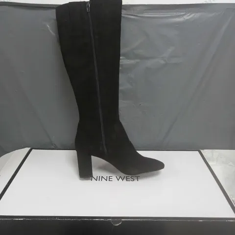 PAIR OF NINE WEST HIGH HEEL KNEE BOOTS IN BLACK - SIZE 9 WOMENS