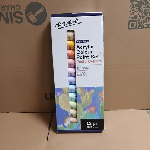 MONT MARTE SIGNATURE ACRYLIC COLOUR PAINT SET PASTEL COLOURS BOXED 12 PIECES