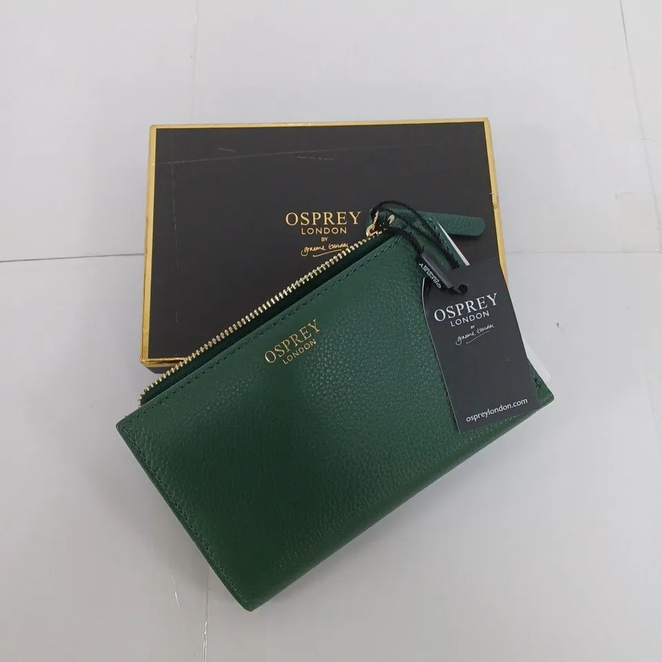 BOXED OSPREY LONDON WALLET IN GREEN 