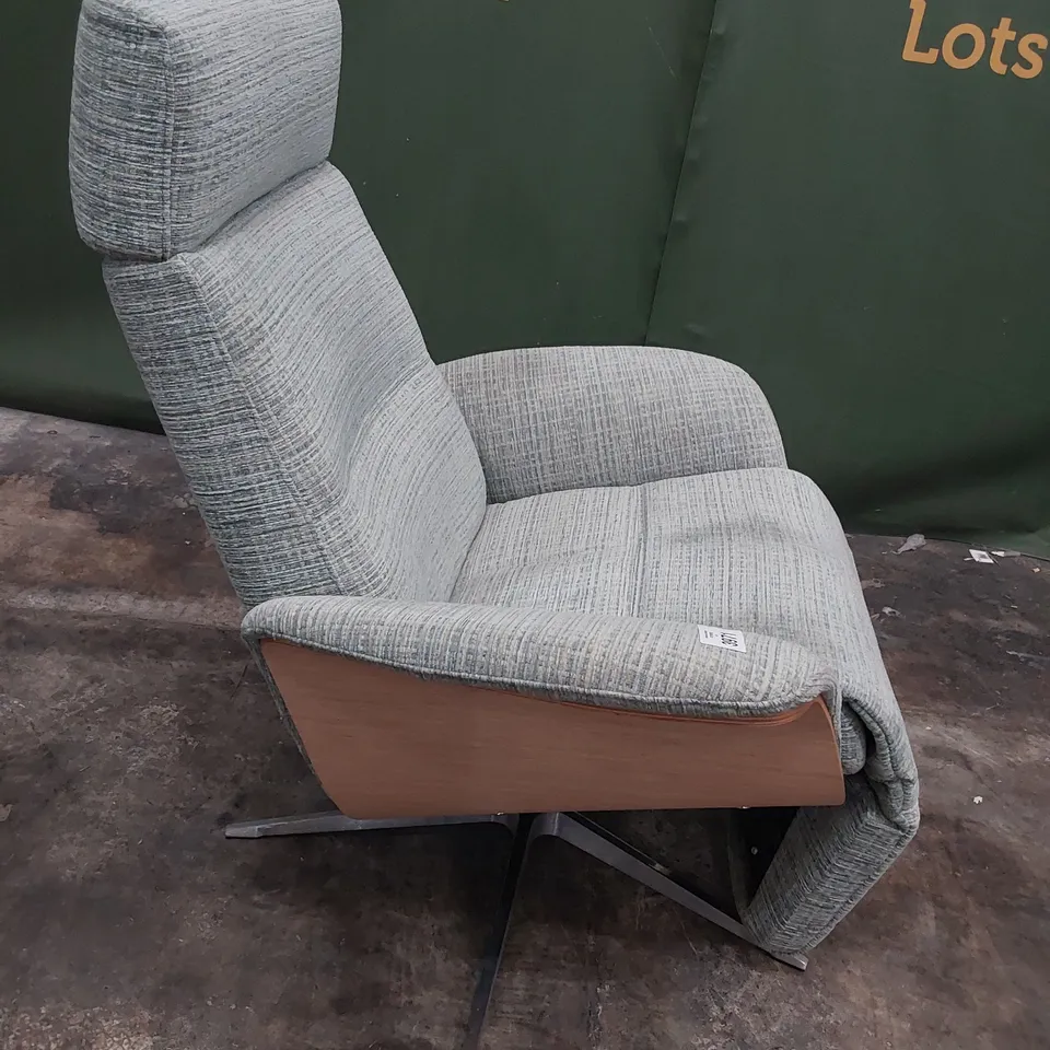 QUALITY BRITISH DESIGNER G PLAN VARDE POWER RECLINING SWIVEL CHAIR WAFFLE MIST FABRIC