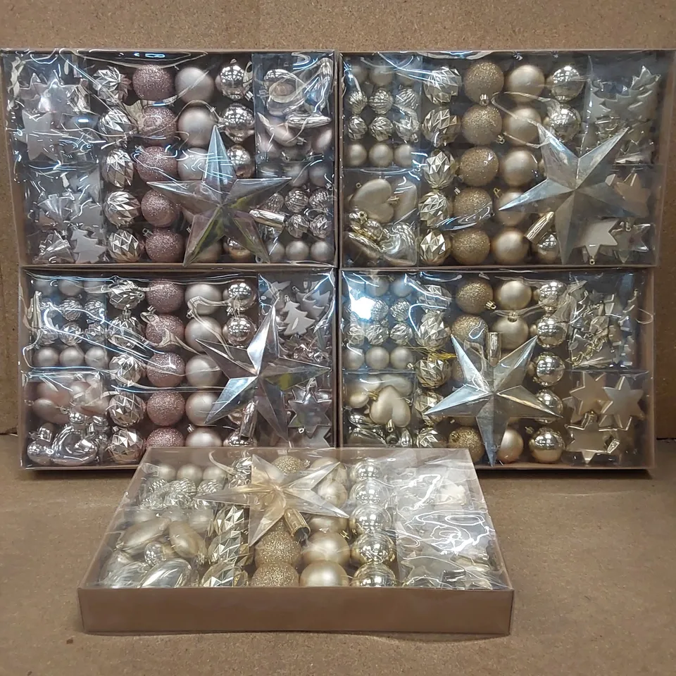 5 X BOXED 60PC BAUBLE PACKS - COLOURS VARY 