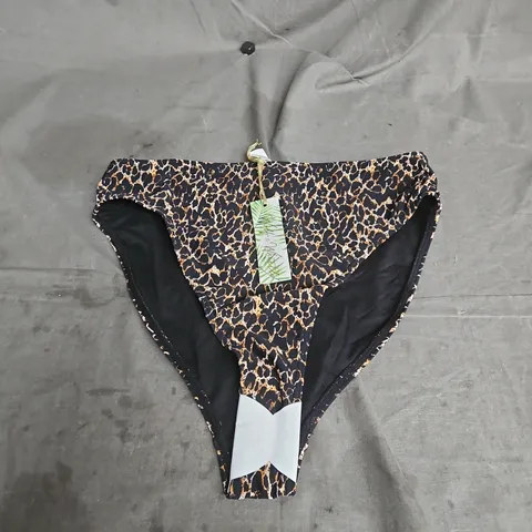 WOLF& WHISTLE MIX & MATCH LEOPARD PRINT HIGH WAIST HIGH LEG BIKINI BOTTOMS SIZE 12