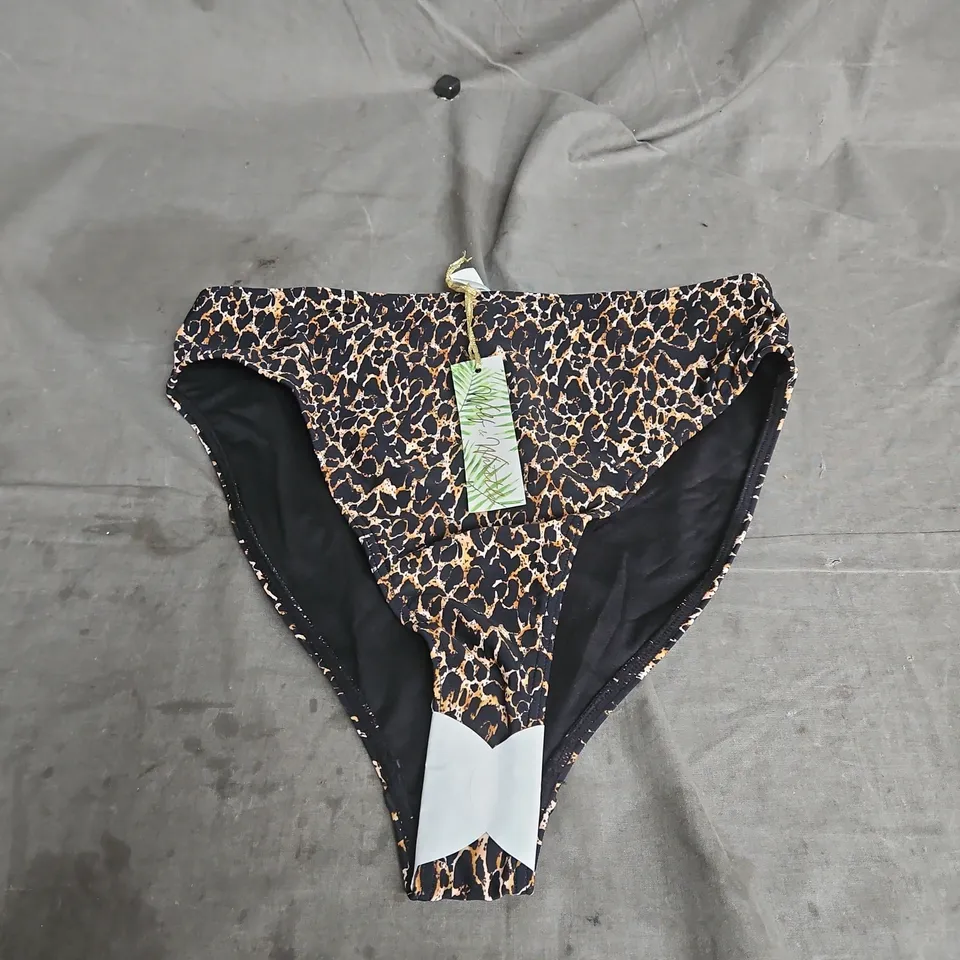 WOLF& WHISTLE MIX & MATCH LEOPARD PRINT HIGH WAIST HIGH LEG BIKINI BOTTOMS SIZE 12