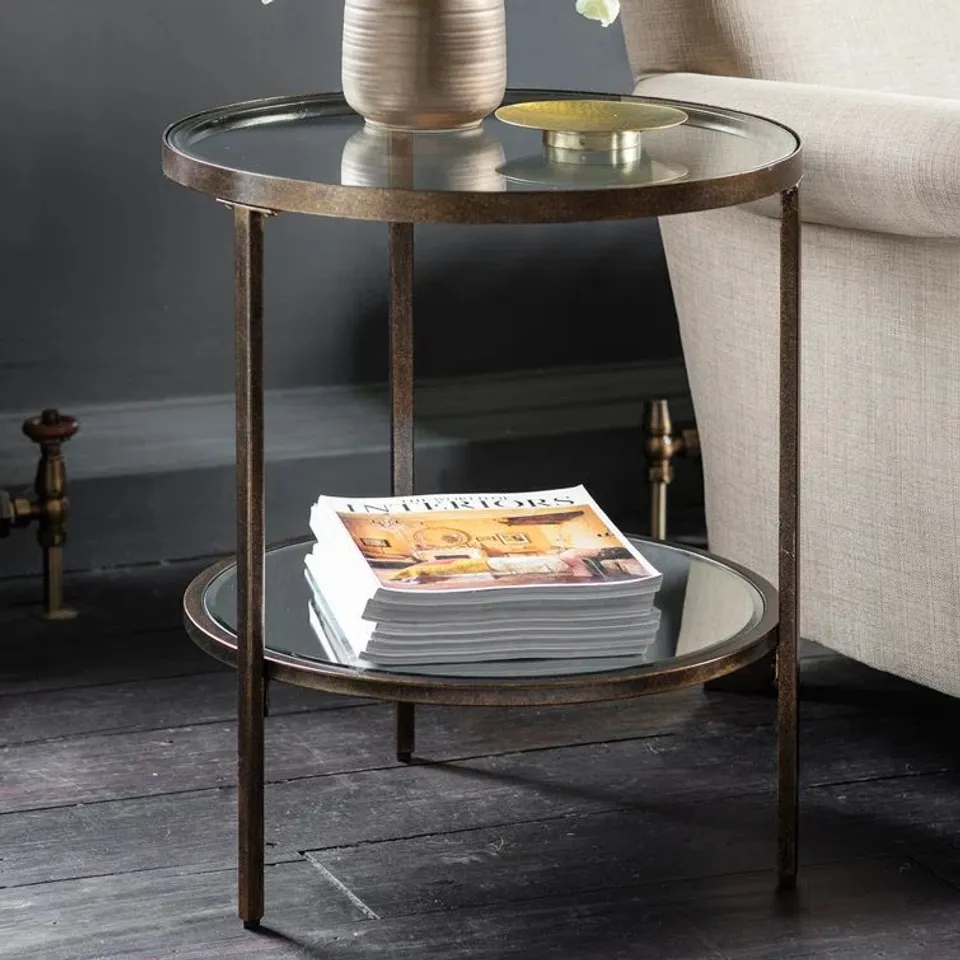 BOXED CATRINE SIDE TABLE WITH STORAGE 