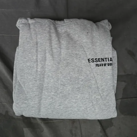 ESSENTIALS FEAR OF GOD LONG SLEEVE PULL-OVER HOODY IN GREY SIZE MEDIUM