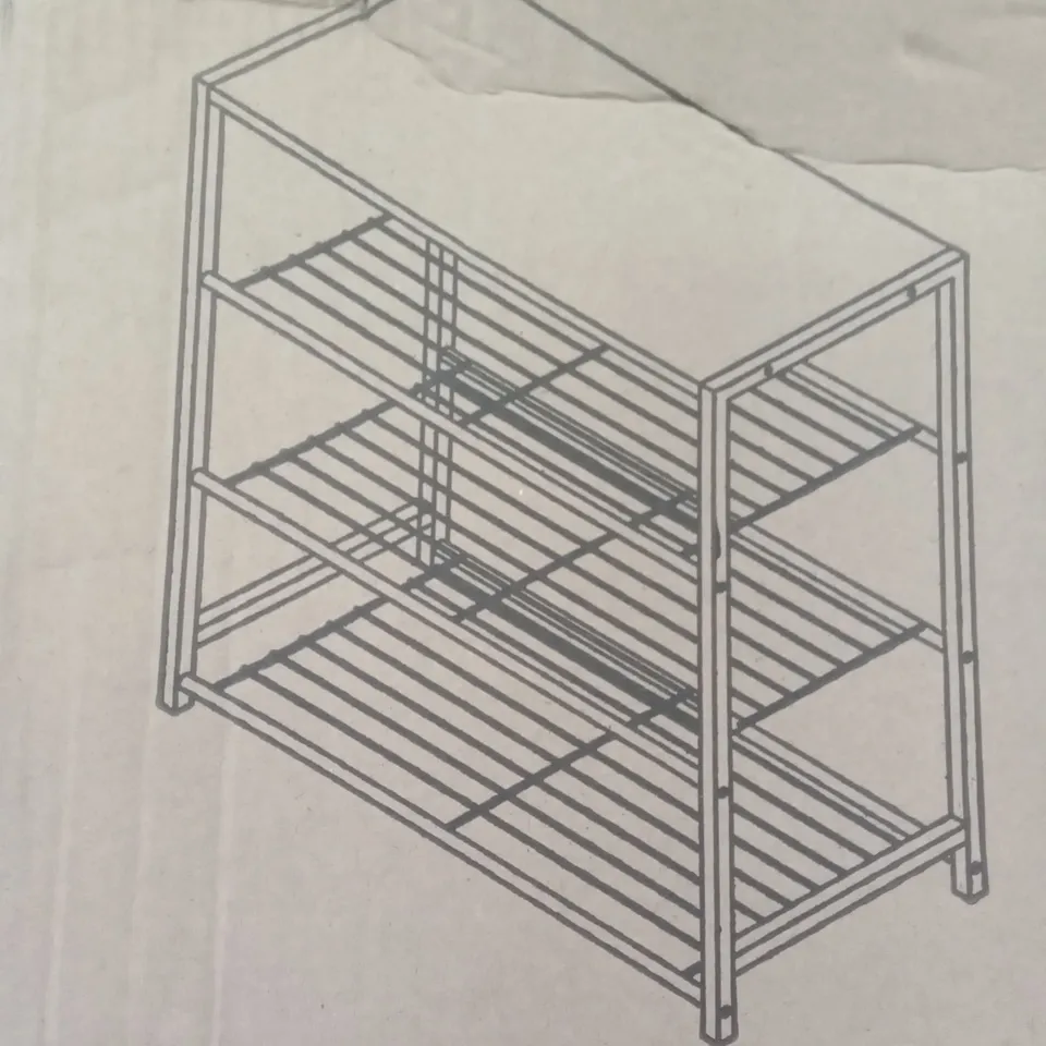 BOXED 4 TIER SHOE RACK - COLORADO OAK 