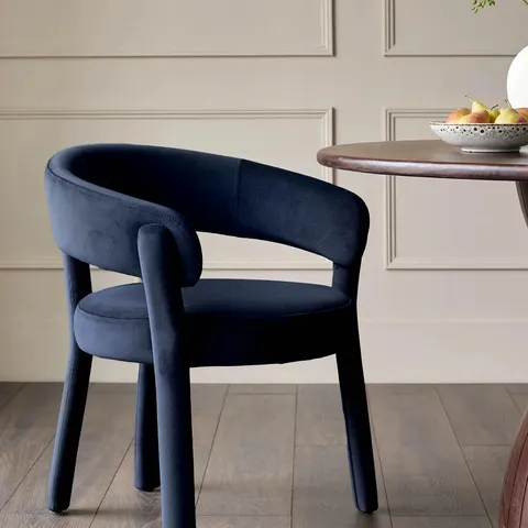BOXED DANETTI ANYA UPHOLSTERED DINING CHAIR - DARK NAVY SIGNATURE VELVET