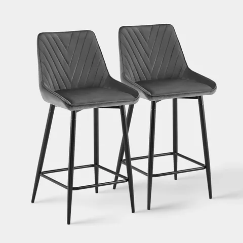 BOXED PAIR OF GREY FABRIC DINING CHAIR