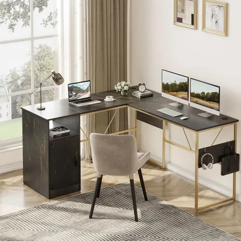 BOXED DESIGNER REVERSIBLE L SHAPED COMPUTER DESK (1 BOX)