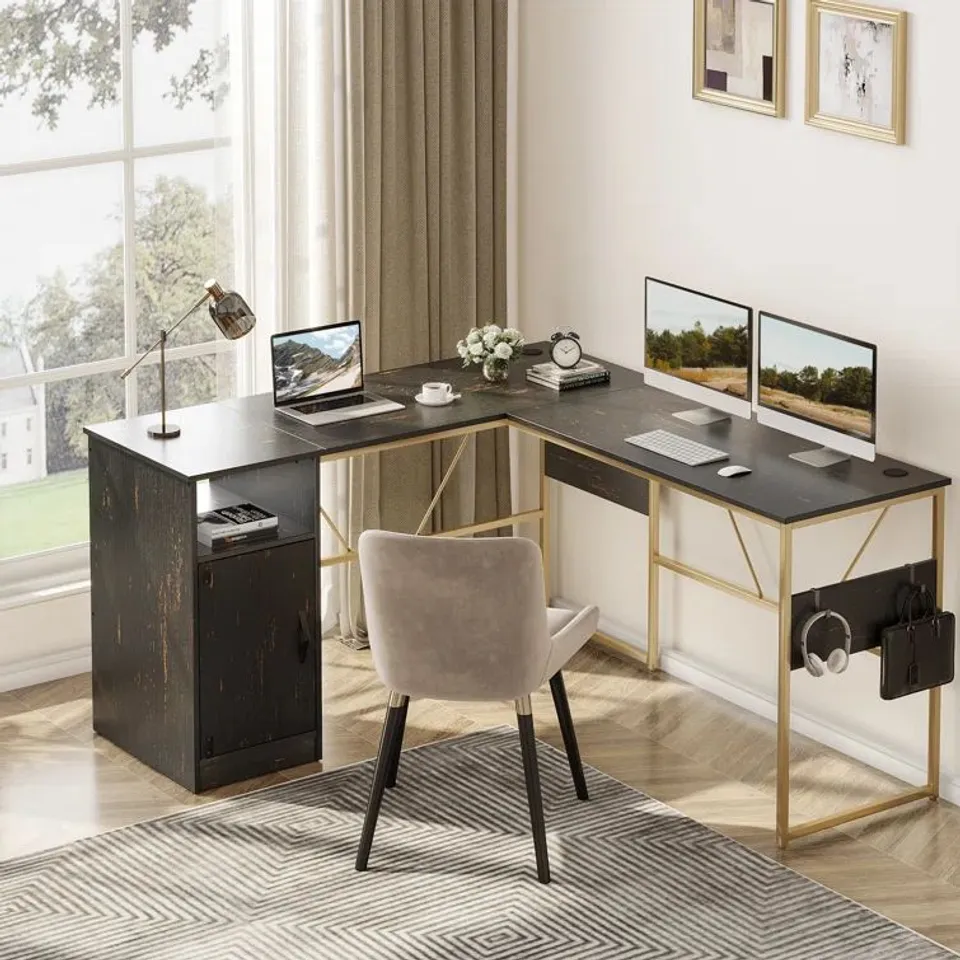 BOXED DESIGNER REVERSIBLE L SHAPED COMPUTER DESK (1 BOX)