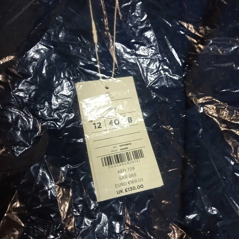 PACKAGED MONSOON NAVY NAOMI FRILL WRAP MAXI DRESS - SIZE 12