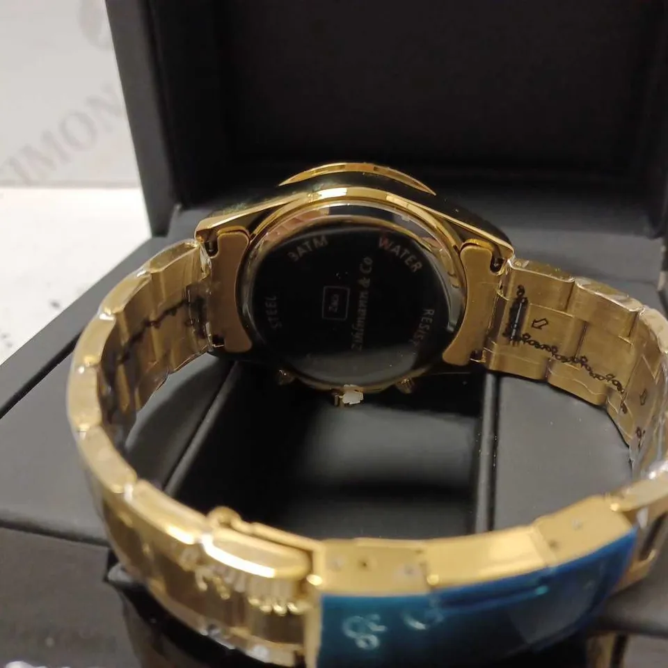 ZIHLMANN & CO GREEN TRIPLE DIAL BRACELET STRAP WRISTWATCH