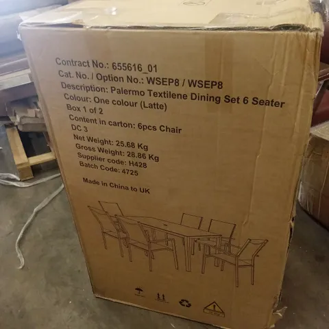 BOXED SET OF 6 PALERMO TEXTILENE OUTDOOR DINING CHAIRS - LATTE // CHAIRS ONLY (1 BOX)