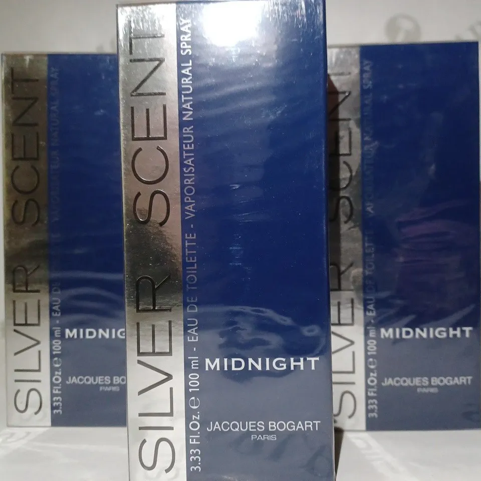 LOT OF 3 X 100ML JACQUES BOGART SILVER SCENT MIDNIGHT EAU DE TOILETTE