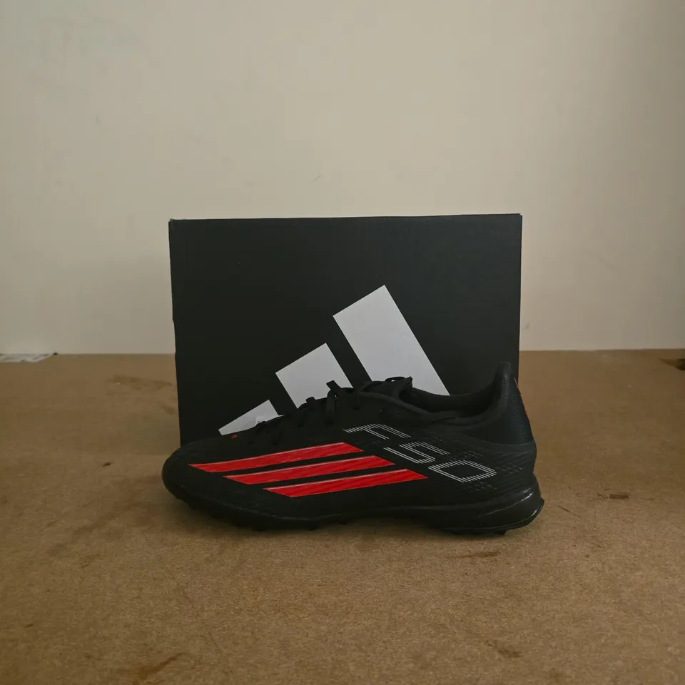 ADIDAS FOOTBALL BOOTS – BOXED, BLACK WITH RED 3-STRIPES UK 8.5