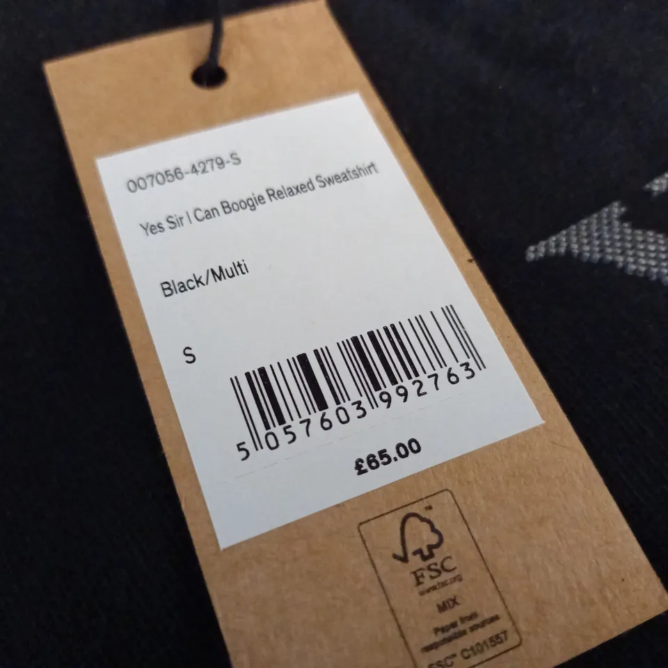 HUSH RELAXED SLOGAN BLACK JUMPER - S