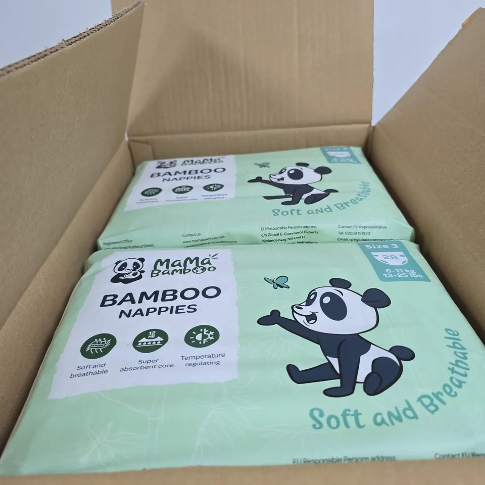 BOX OF 4 x MAMA BAMBOO SIZE 3 NAPPIES (28 PER PACK)