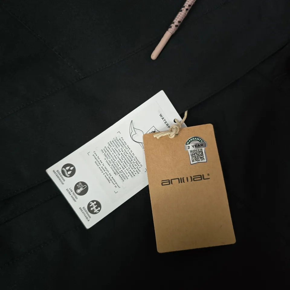 ANIMAL WATERPROOF HOODED JACKET – BLACK, UK 8 (EU 40)