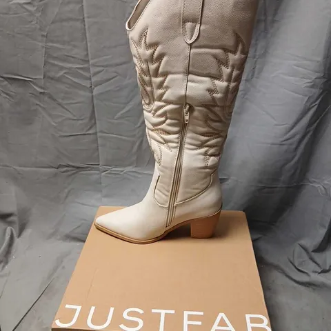 JUSTFAB DELILAH HEELED BOOTS β BONE, UK 4.5 (US 6.5) β WOMEN'S