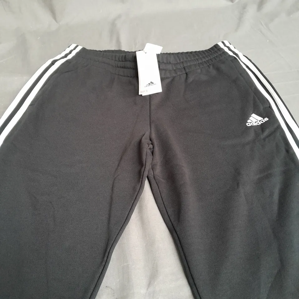 ADIDAS BLACK JOGGER TRACKSUIT PANTS - UK LARGE 16-18