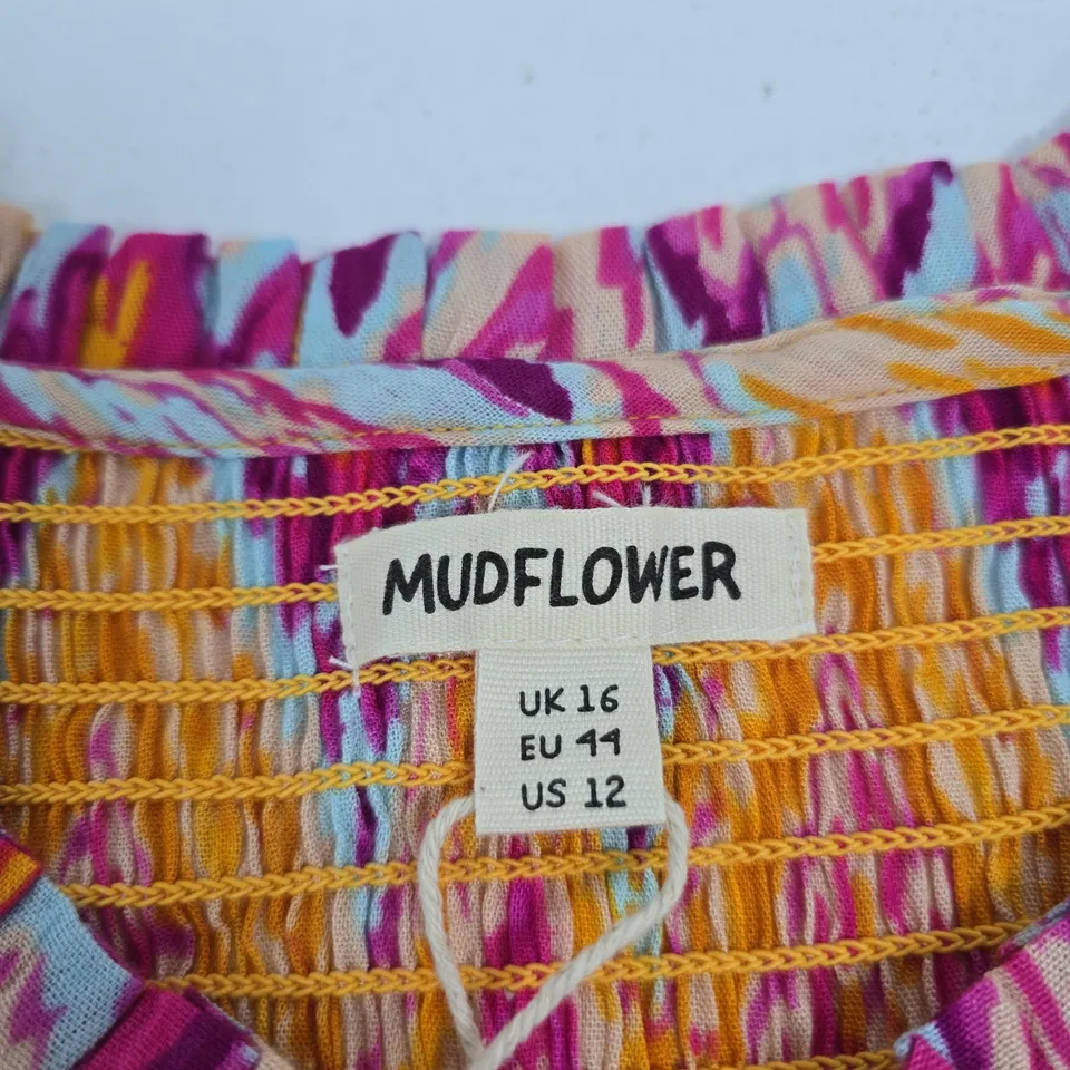 MUDFLOWER WOMEN’S DRESS – UK 16 (EU 49, US 12) MULTICOLOURED ZIGZAG MAXI