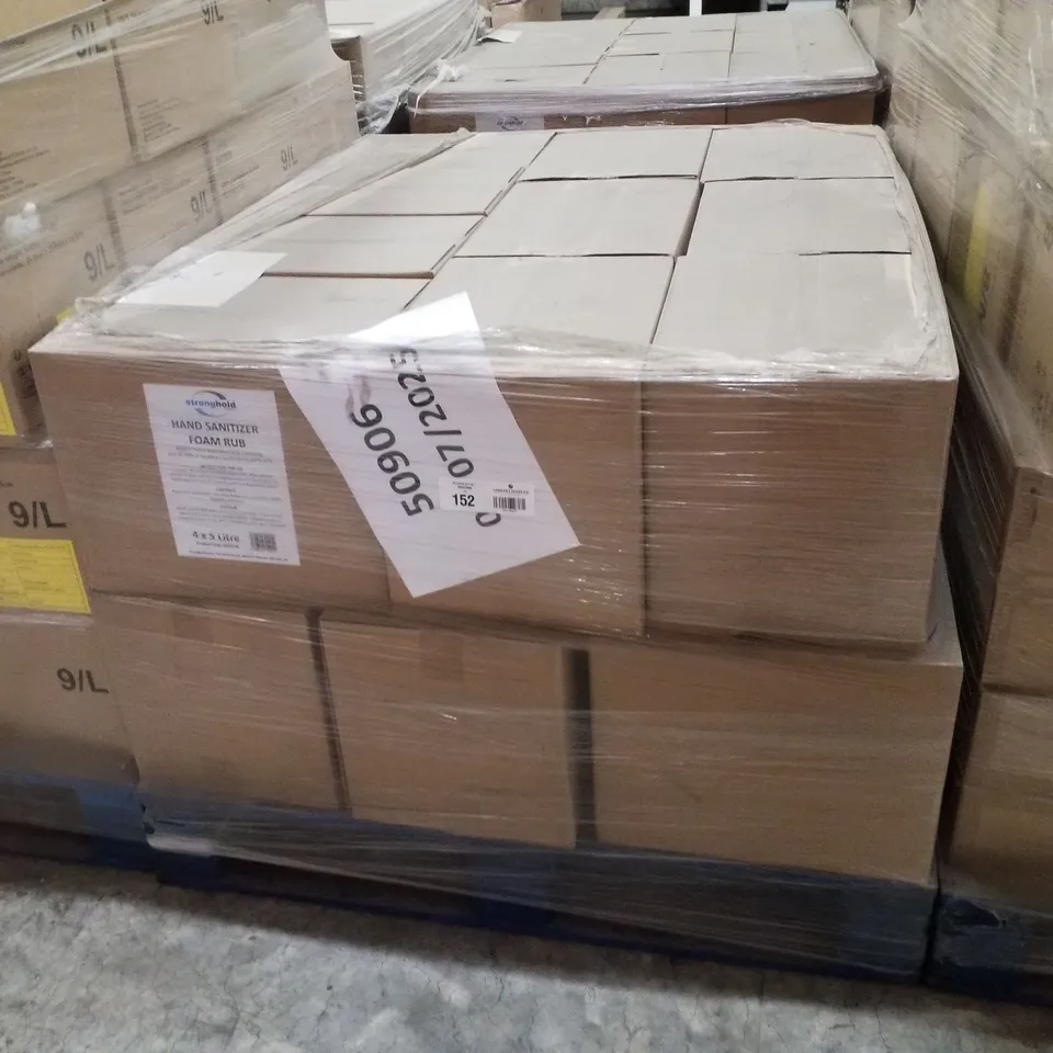 PALLET CONTAINING APPROXIMATELY 80 BOTTLES OF STRONGHOLD ALCOHOL HAND SANITISER 5LTR