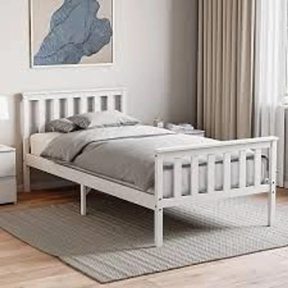 BOXED VIDA DESIGNS MILAN SINGLE WHITE HIGH FOOT WOODEN BED FRAME