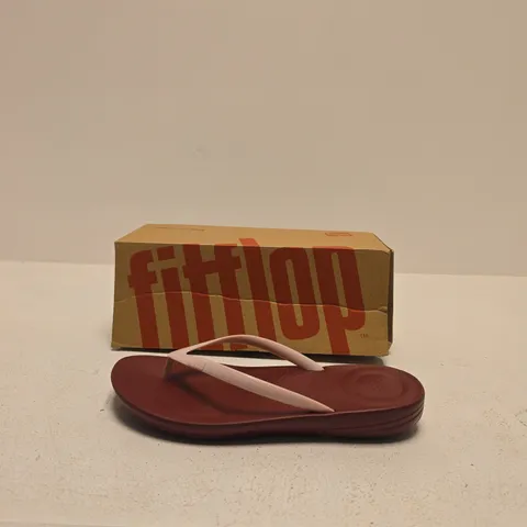 FITFLOP FLIP-FLOPS – BROWN WITH PINK STRAPS (BOXED) SIZE UK 5