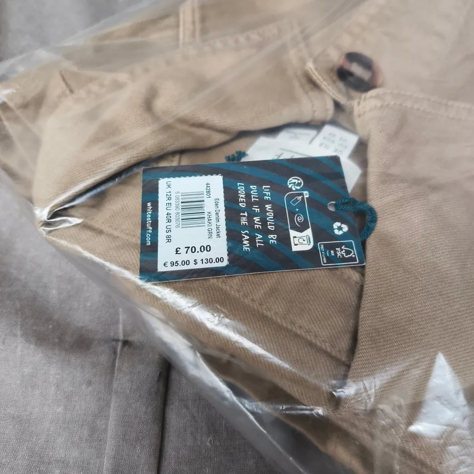 WEIRD FISH EDEN DENIM JACKET KHAKI GREEN UK12R BAGGED WITH TAGS RRP £70