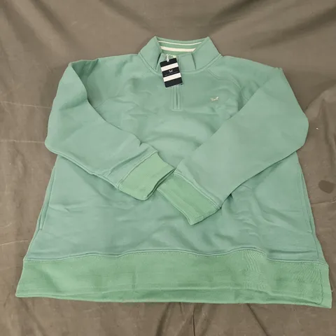 CREW CLOTHING COMPANY HALF ZIP SWEAT IN SEA GREEN SIZE 16