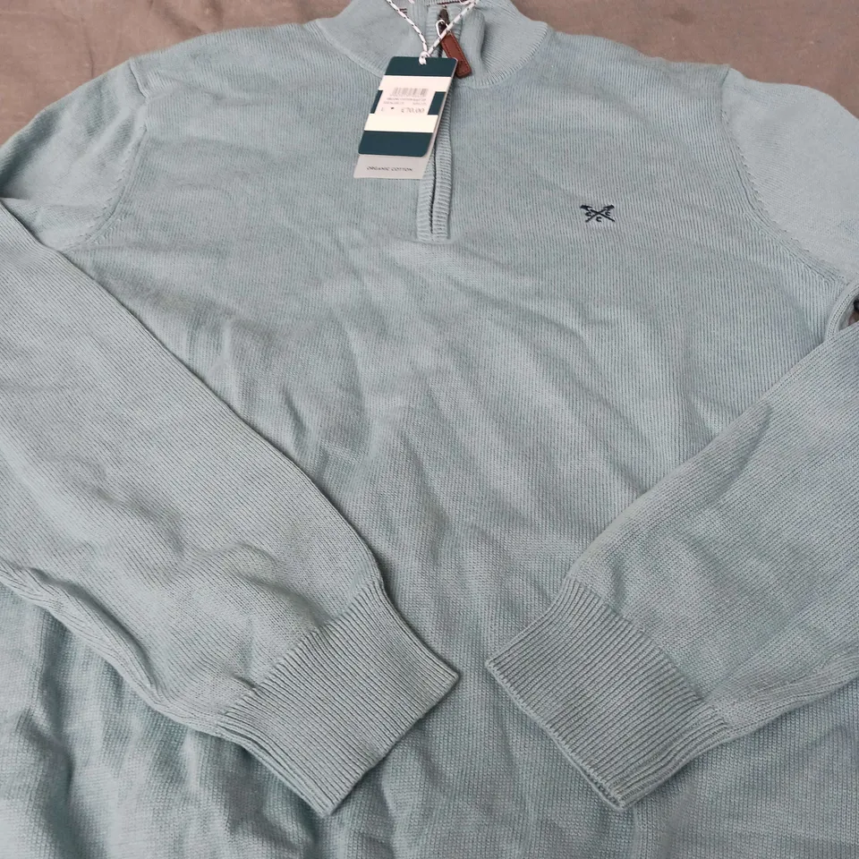 CREW CLOTHING COMPANY ORGANIC COTTON HALF ZIP - SIZE LARGE