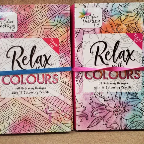 BOX CONTAINING 15 ASSORTED COLOUR THERAPY RELAX WITH COLOURS TRAVEL SETS