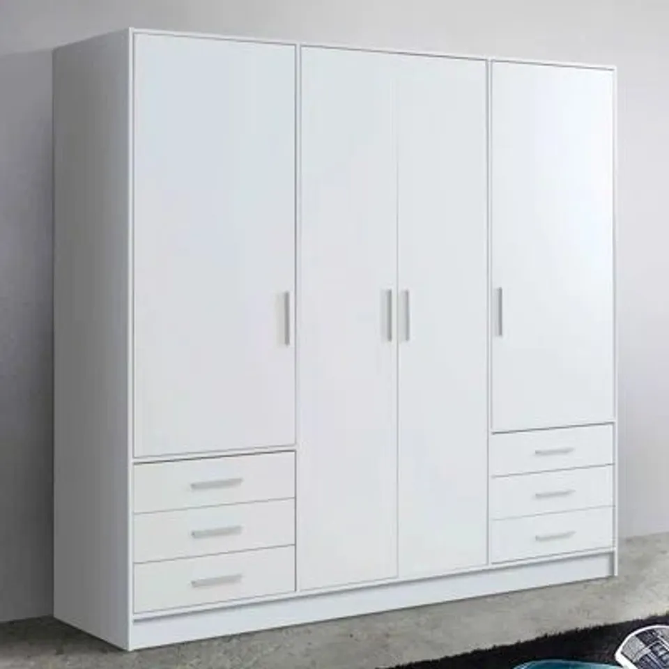 BOXED SHOAF 4 DOOR WARDROBE WHITE MATT (6 BOXES)