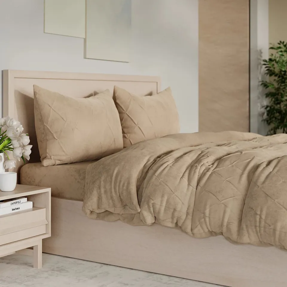 COZEE HOME SMALL PINTUCK 4 PIECE VELVETSOFT DUVET SET