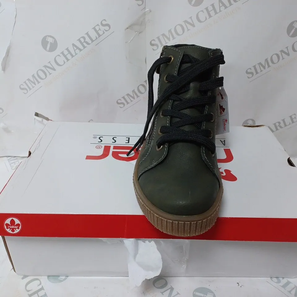 BOXED RIEKER HI TOP TRAINER WITH CUFF, KHAKI - SIZE 4