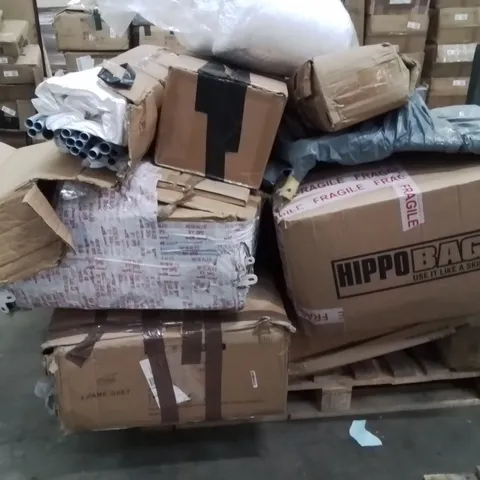PALLET OF ASSORTED HOUSEHOLD GOODS AND PRODUCTS TO INCLUDE;GARDEN RATTAN FURNITURE SET,TUBE TENT,CLOTHES AIRER