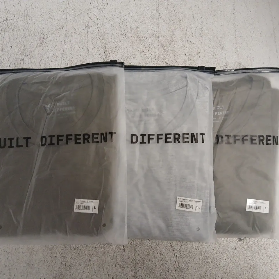 SET OF APPROXIMATELY 10 ASSORTED BUILT DIFFERENT T-SHIRTS/SHIRTS IN VARIOUS COLOURS AND SIZES