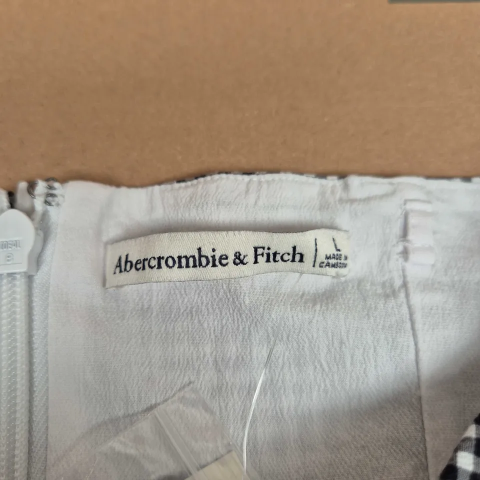 ABERCROMBIE & FITCH WOMEN'S GINGHAM DRESS – BLACK & WHITE CHECK, MADE IN CAMBODIA 