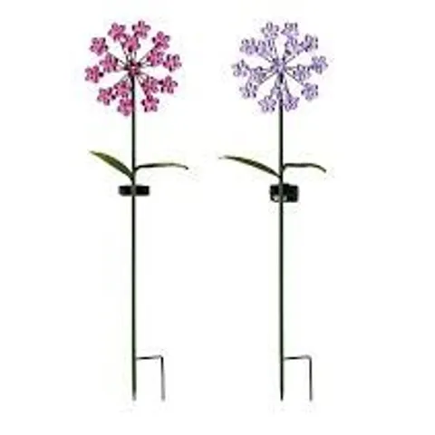 GARDEN REFLECTIONS SET OF 2 FLORAL SOLAR STAKE LIGHTS
