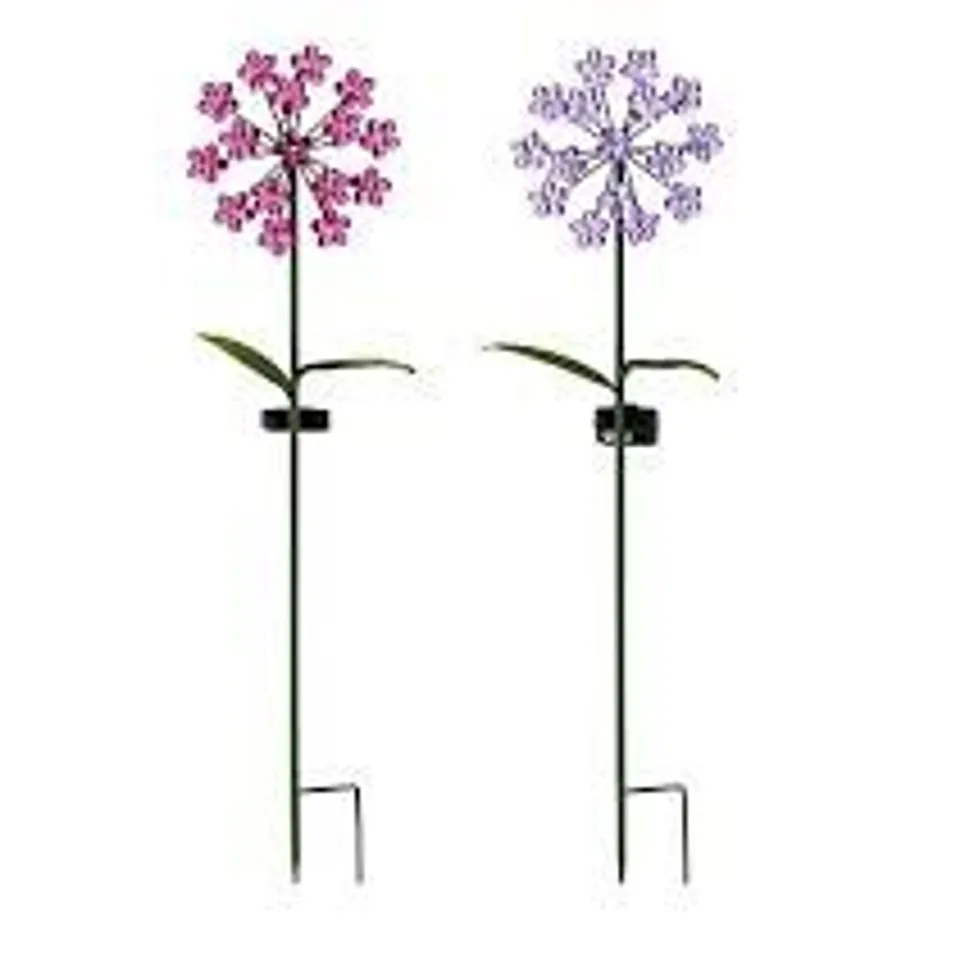 GARDEN REFLECTIONS SET OF 2 FLORAL SOLAR STAKE LIGHTS