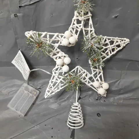 PRE LIT WHITE STAR TREE TOPPER