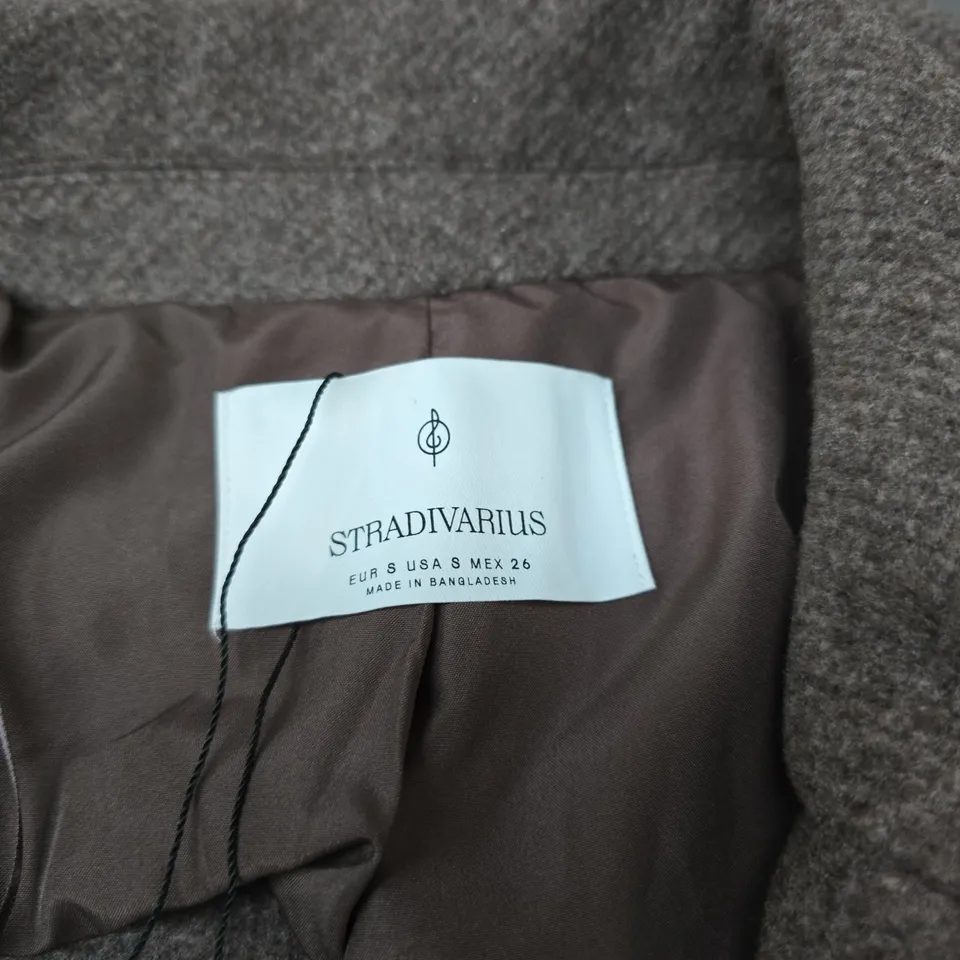 STRADIVARIUS BROWN WOOL COAT – WOMEN’S, UK SIZE S