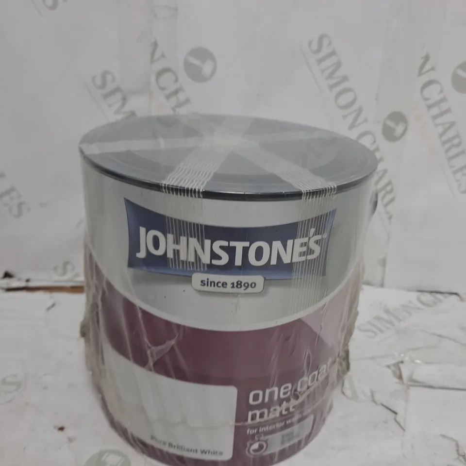 JOHNSTONES ONE COAT MATT EMULSION PAINT BRILLIANT WHITE 2.5L - COLLECTION ONLY 