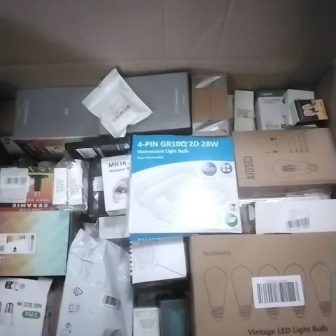 A PALLET CONTAINING A LARGE QUANTITY OF LIGHTS WHICH INCLUDE; BASKING SPOT LAMP, SMART COLOUR BULB, LED LIGHTS ETC