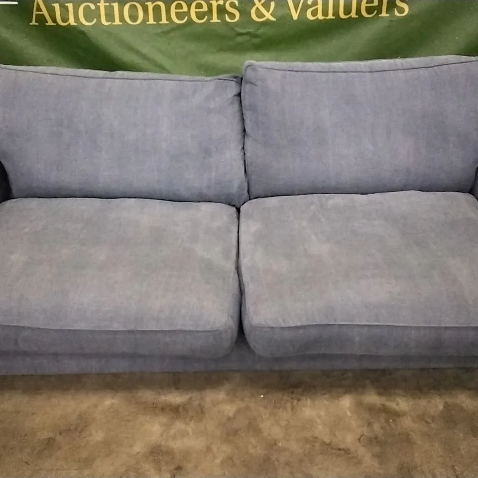 QUALITY DESIGNER LOUNGE CO BRIONY 4 SEATER SOFA LIGHT BLUE FABRIC