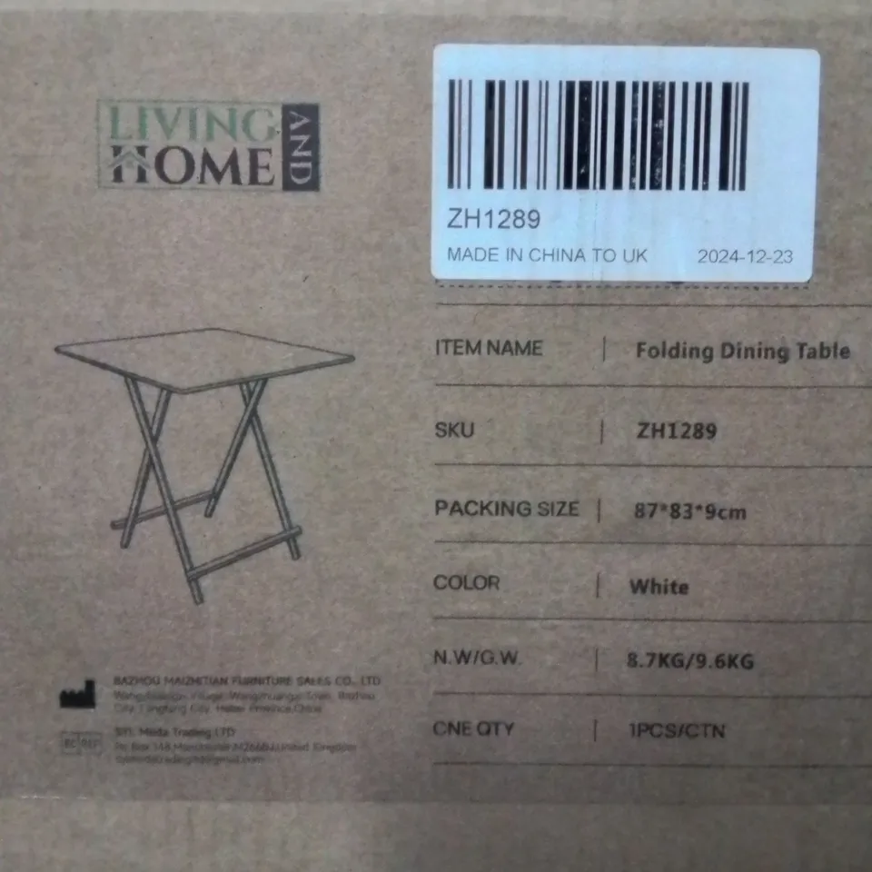 BOXED LIVING AND HOME FOLDING DINING TABLE