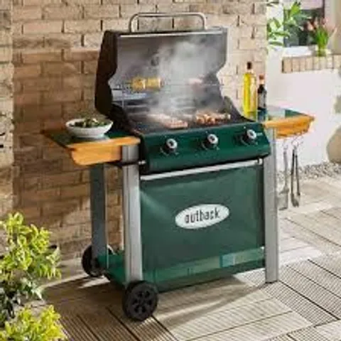 BOXED OUTBACK HUNTER 3-BURNER HYBRID GAS & CHARCOAL BBQ