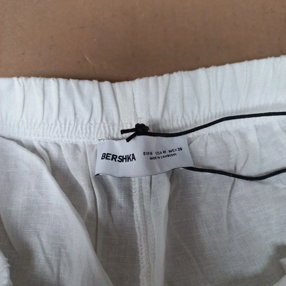 BERSHKA WHITE DRAWSTRING TROUSERS – WOMEN'S