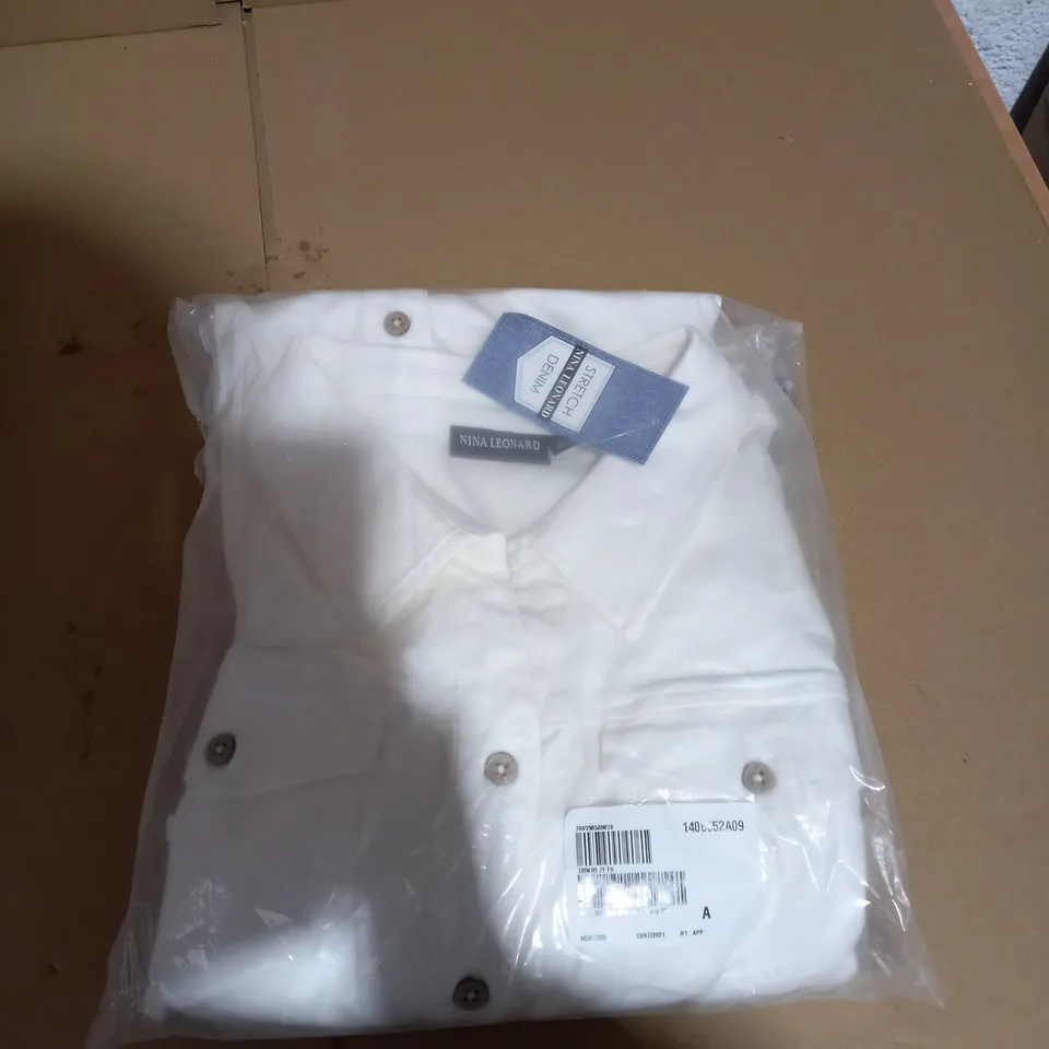 NINA LEONARD STRETCH DENIM IVORY JACKET - 3XL