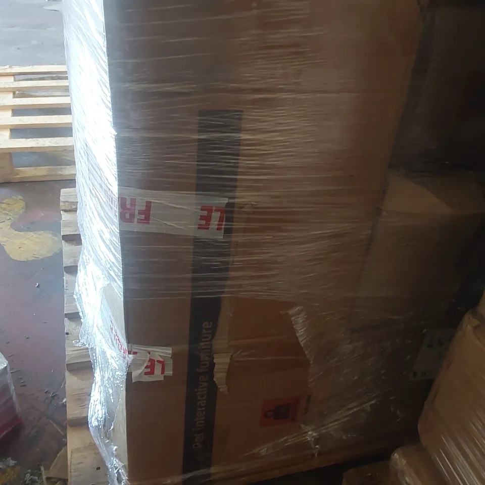 PALLET CONTAINING A VERY LARGE QUANTITY OF ASSORTED ITEMS INCLUDING: OFFICE STOOLS, VANITY STOOL, PET INTERACTIVE FURNITURE, EXERCISE BENCHES ECT